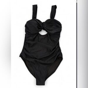 VIMPUNEC Black One Piece Swimsuit Ruched Tummy Control Cutout Women’s Size L